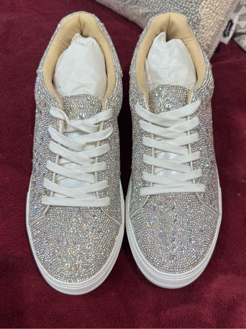 Betsey Johnson Crystal Embellished Sneakers - Silver Sparkle